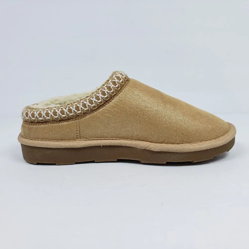 Nautica Darja Girls Size 1Y Gold Tan Slip On Casual Mule Slipper Shoes